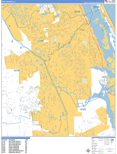 Port Orange Wall Map